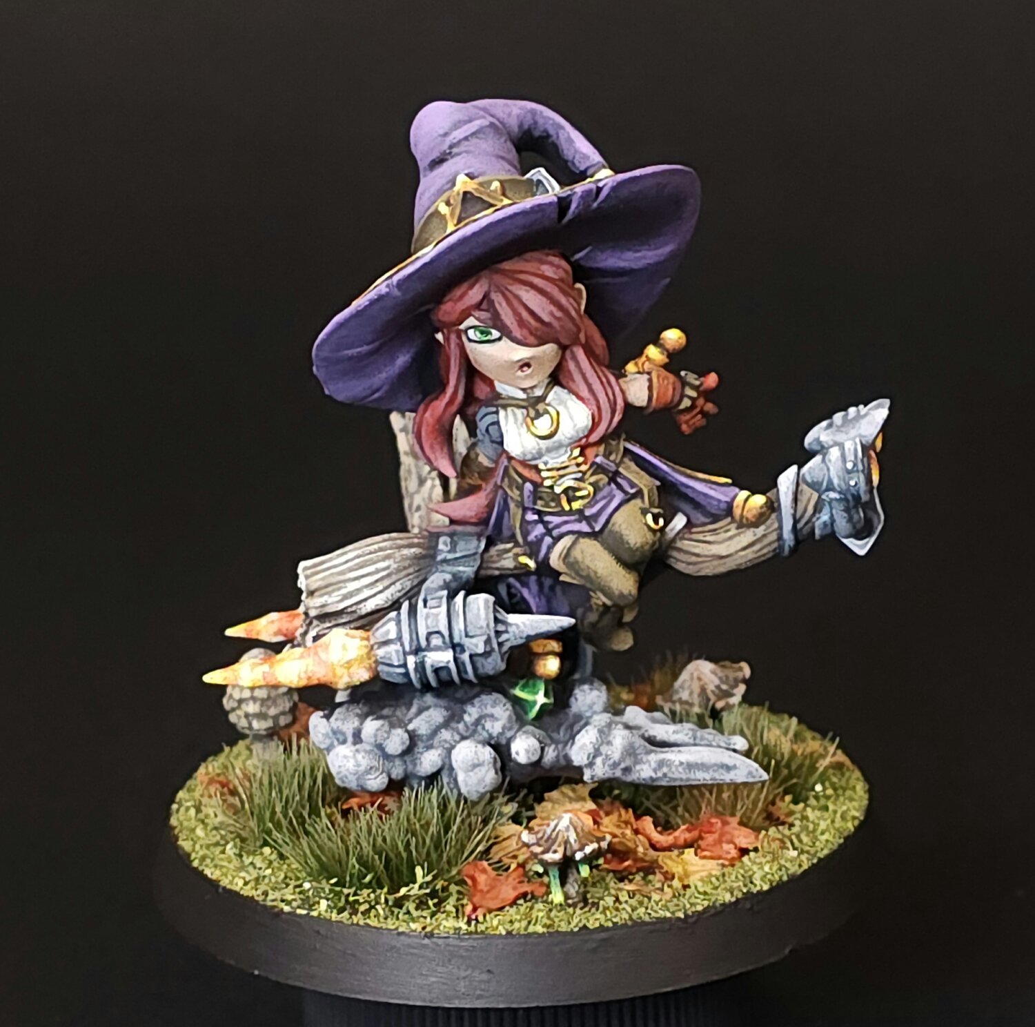 Halloween Rosie on her rocket broom